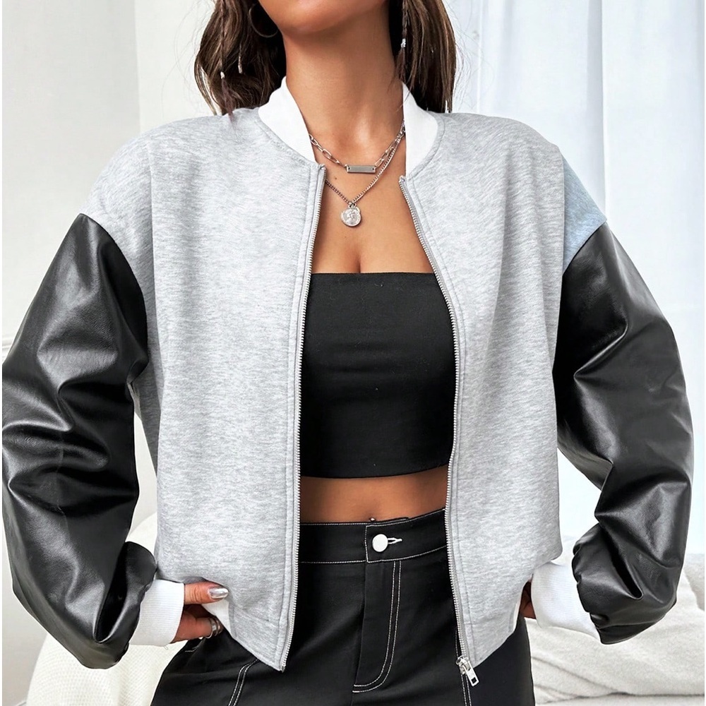 Women’s Leather Sleeve Jacket